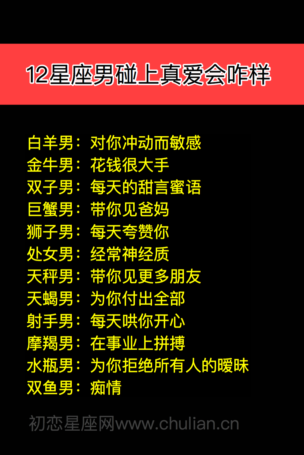 12星座男碰上真爱会咋样？