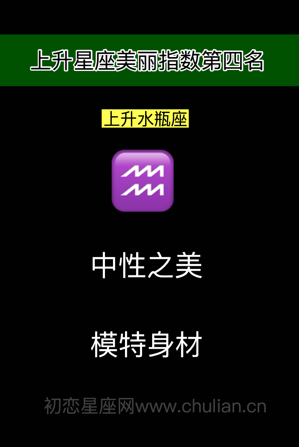 美丽指数第四名:上升水瓶座(中性之美,模特身材)