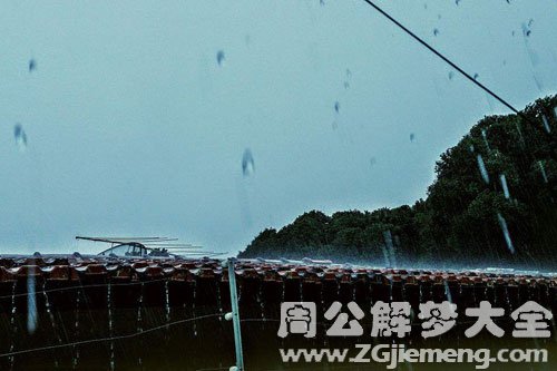 梦见天空下雨